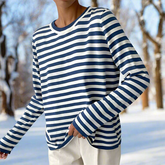 Gail | Striped Cotton Long Sleeve T-Shirt for Women - Image 1