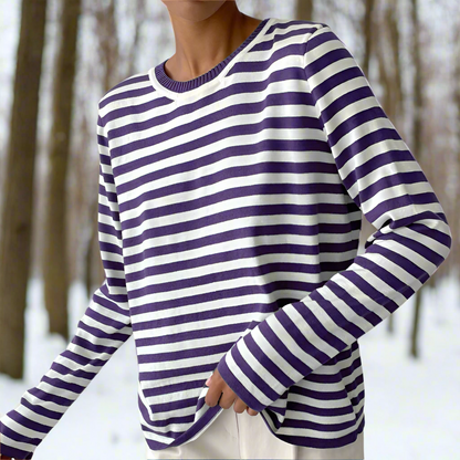 Gail | Striped Cotton Long Sleeve T-Shirt for Women - Image 11
