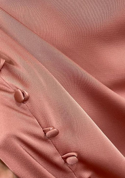 Pink Satin Midi Dress