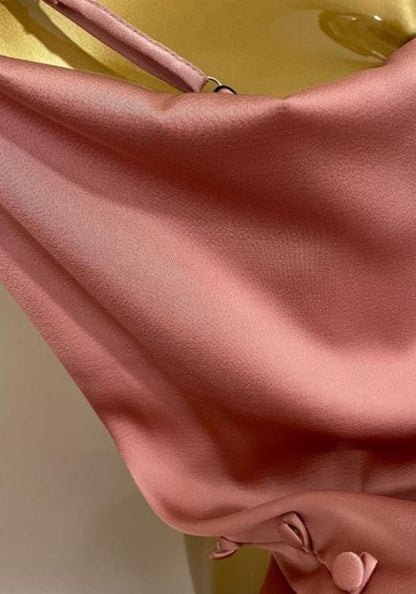 Pink Satin Midi Dress