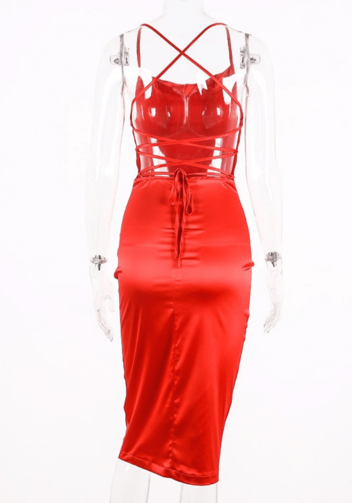 Red Bodycon Midi Dress