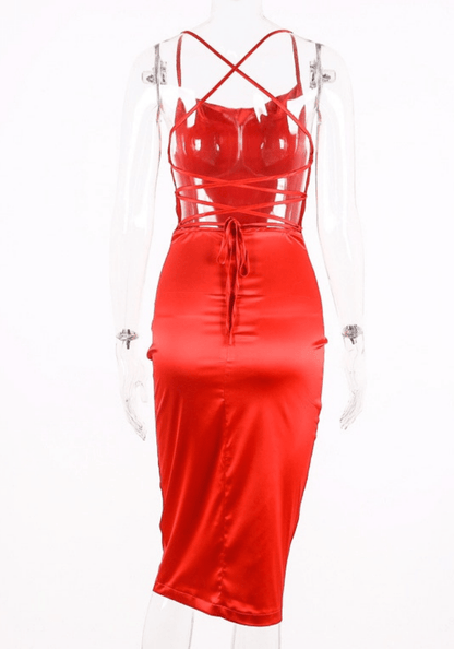 Red Bodycon Midi Dress